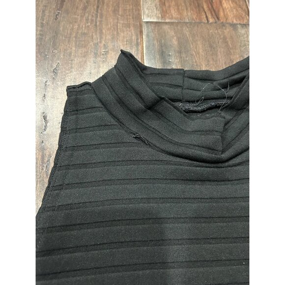 Black Textured Sleeveless Ribbed Mock Neck Top - Picture 5 of 8